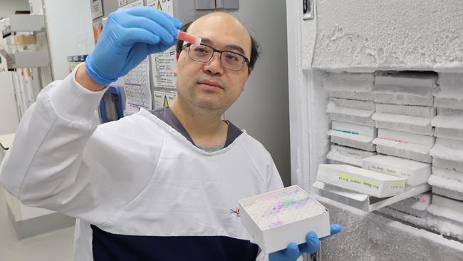 Adelaide haematologist David Yeung in a laboratory at SAHMRI: Picture: Callum MacPherson