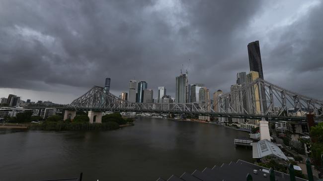 Clouds over the Brisbane CBD on December 25, 2021. Picture: David Clark.