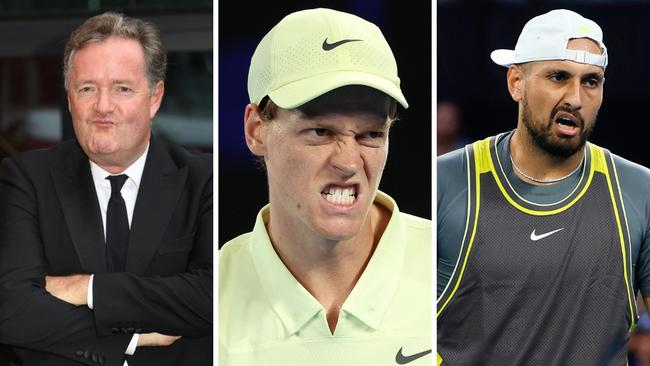 Piers Morgan, Jannik Sinner and Nick Kyrgios.