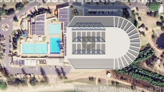 Artist impression of a proposed upgrade of the Gold Coast Aquatic Centre in Southport.