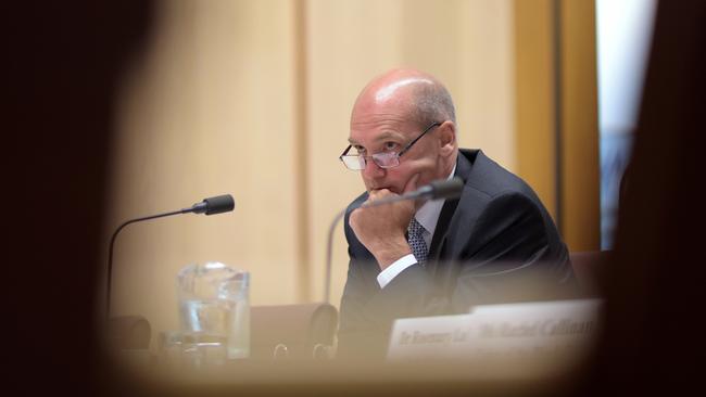 Stephen Parry speaking during a Senate Estimates Committee at Parliament House in Canberra. Picture: AAP Image/Lukas Coch.