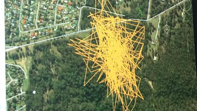 A map of the travels of a koala named Shirley around Georges River Rd over 12 years from September 1993 to June 2005. Picture: Facebook