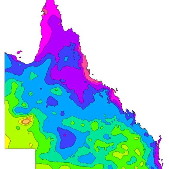It has been a wet 2025 for most of Queensland, with the purple representing rainfall totals of 800-1200mm. Picture: BOM