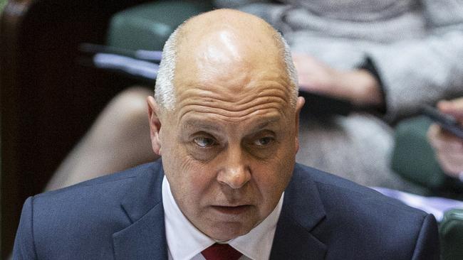 Victorian Treasurer Tim Pallas speaks during the Victorian budget hand down at Parliament House in Melbourne on Monday. Picture: AAP/Daniel Pockett