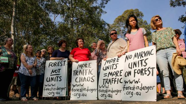 Community groups during a protest calling on residents to take a stand against what they thought was “inappropriate development” for the site. Picture: AAP Image/ Ryan Osland