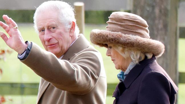 King Charles and Queen Camilla attend the Sunday service at the Church of St Mary Magdalene on the Sandringham estate before his cancer diagnosis was revealed. Picture: Getty Images