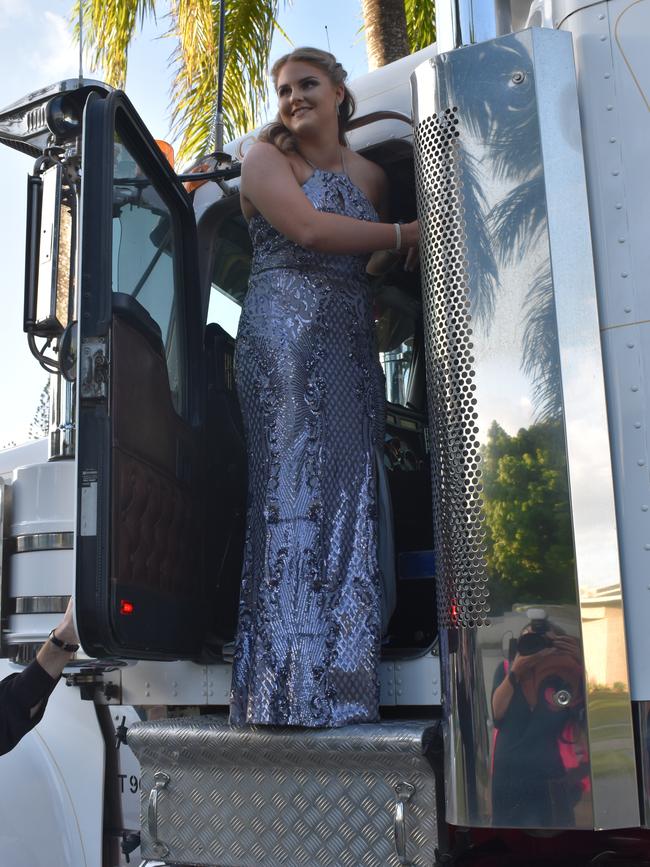 Rachel Trusz made a dramatic entrance to the Sarina State High School formal at the MECC, Mackay, on Thursday November 19. Picture: Zizi Averill
