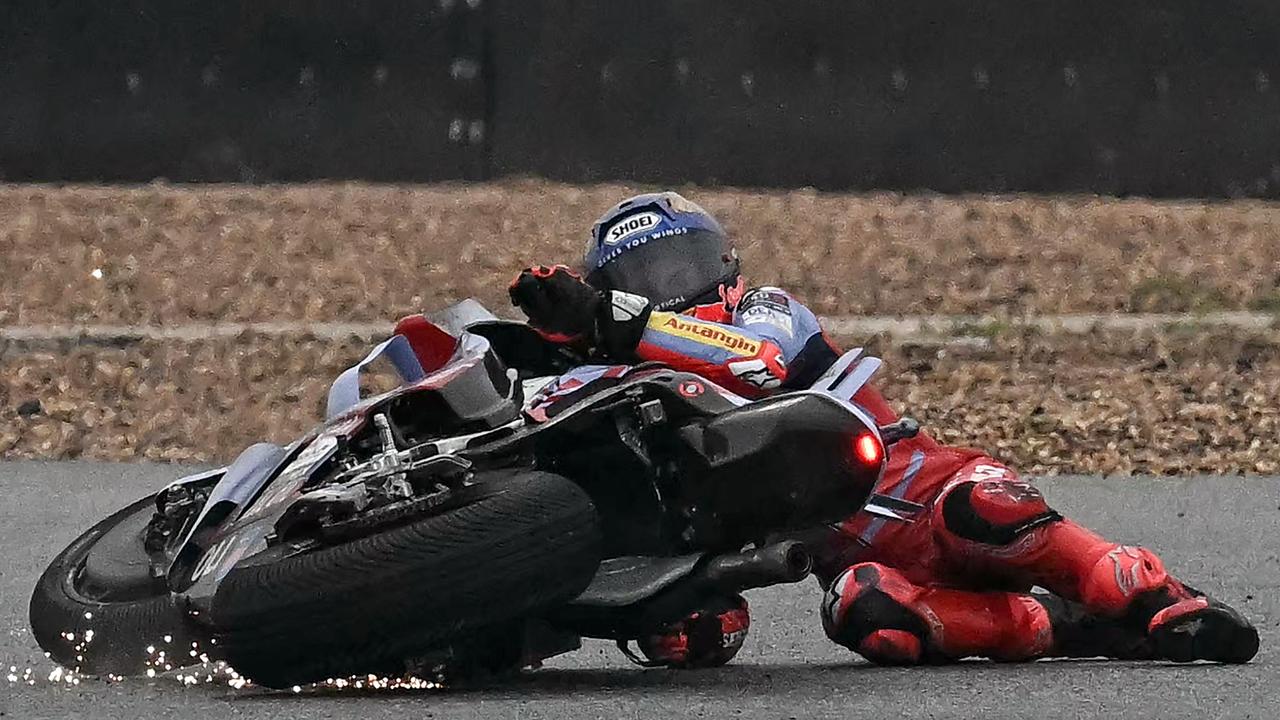 Marquez’s mid-race crash helped Bagnaia escape, and may have saved Martin’s race in the process. (Photo by Lillian SUWANRUMPHA / AFP)