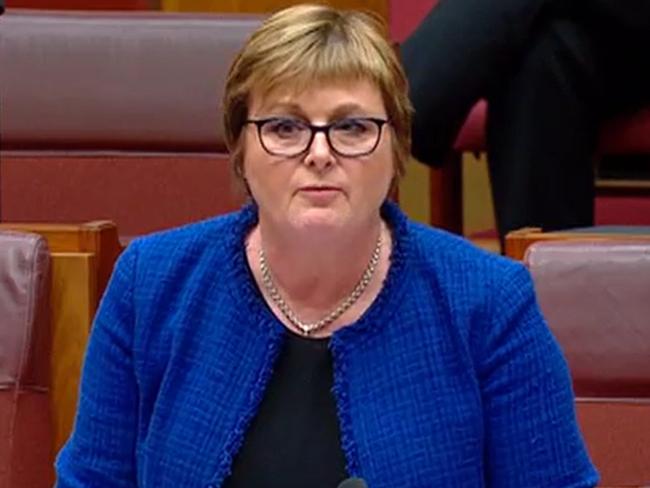 Liberal senator Linda Reynolds is questioned about Brittany Higgins during Senate Question Time on February 23, 2021 at Parliament House in Canberra. Picture: APH via NCA NewsWire