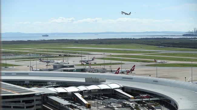 The domestic terminal, from the control tower of Airservices Australia, at Brisbane Airport. Lyndon Mechielsen/The Australian