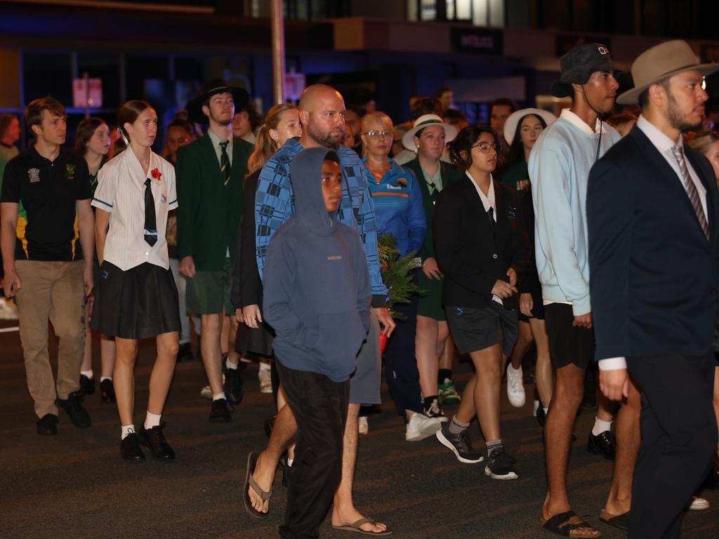 Hundreds of people joined veterans old and young at the Mackay Dawn Service march, Mackay Anzac Day 2025. Pictures: Mackay Regional Council.
