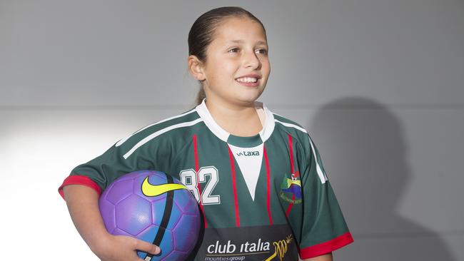 Tahlia is part of the Southern Districts Womens State League under-13 team even though she is only 10 years old. Picture: Melvyn Knipe