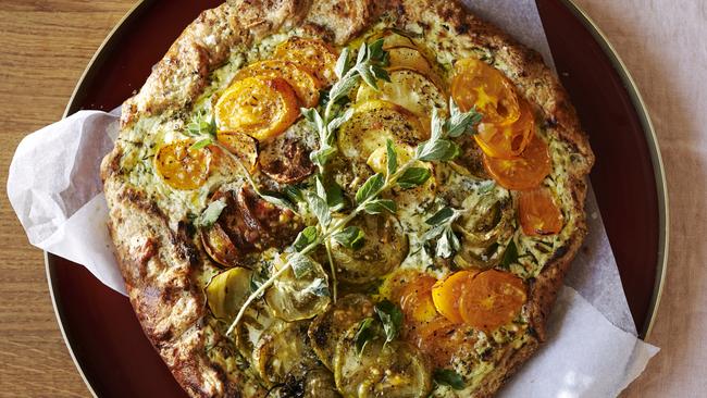 Heritage tomato and ricotta tart in rye pastry. Picture: Con Poulos