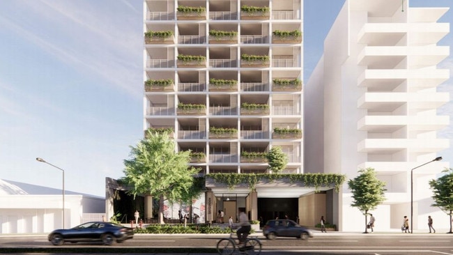 Artist's render of proposed 10-storey 'build-to-rent' residential tower at 34 Cleveland St, Stones Corner. Picture: PD Online