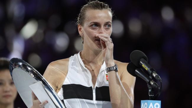 Petra Kvitova fought back tears after her Australian Open defeat.