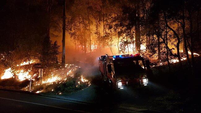 Cudgen Rural Fire Brigade took this photo of the situation at Terragon in the Tweed last night. Picture: Cudgen Rural Fire Brigade