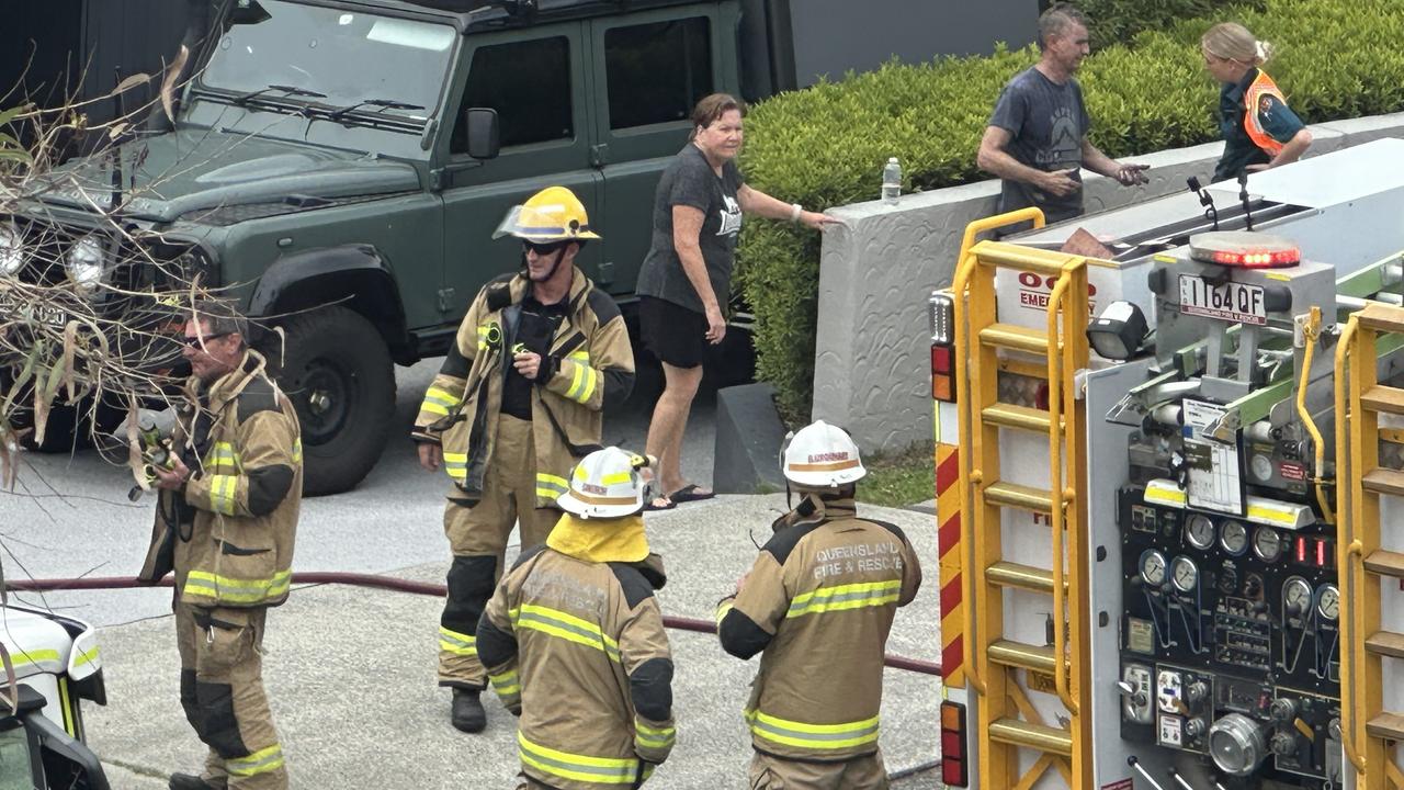 Queensland Fire Department crews rushed to a garage fire at Coolum Beach on Sunday.