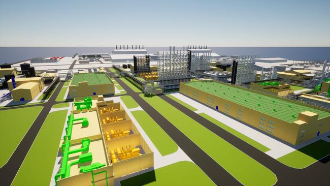 Render of Quinbrook's polysilicon manufacturing facility at the Lansdown Eco-Industrial Precinct. Picture: TCC.