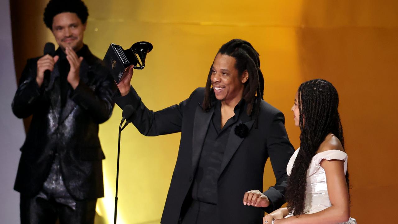 Jay-Z and Blue Ivy on stage. Picture: Amy Sussman/Getty