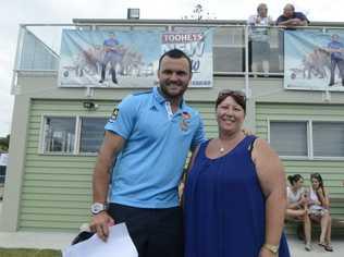 Beau Champion and Robyn Wonson in front of the completed work at Fingal Rovers. Picture: Contributed