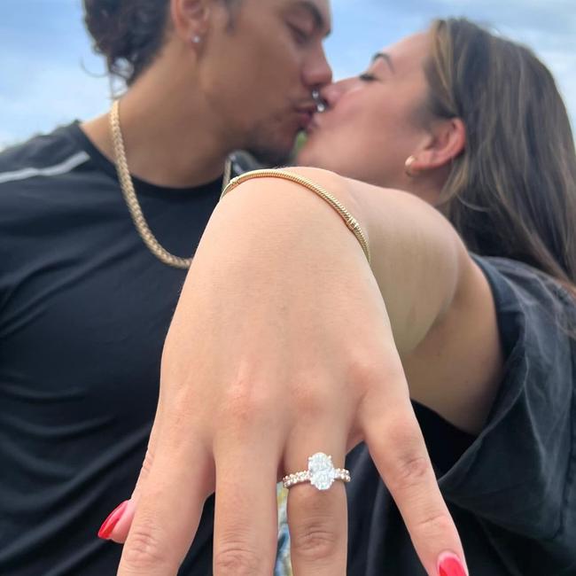 Luai proposed with a three-carat diamond engagement ring. Picture: Instagram