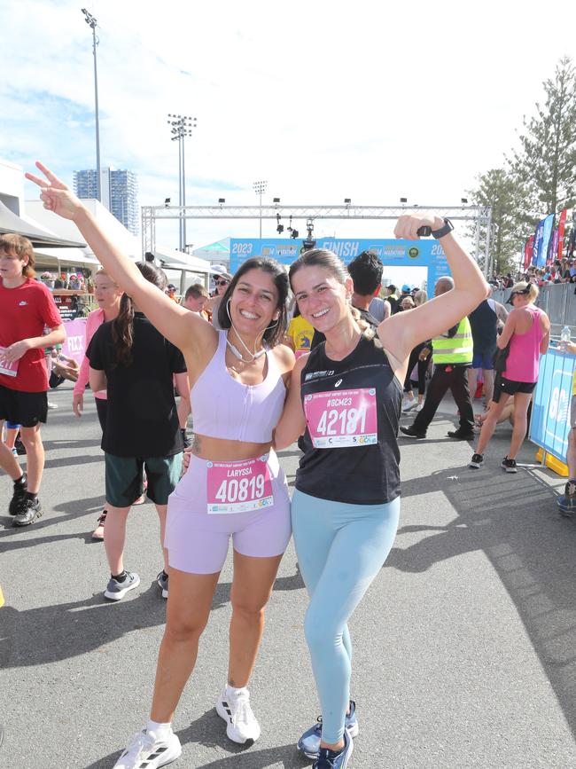Gold Coast Marathon 2023 Laryssa da Silva Merigueti and Robertha Pacheco. 1 July 2023 Southport Picture by Richard Gosling