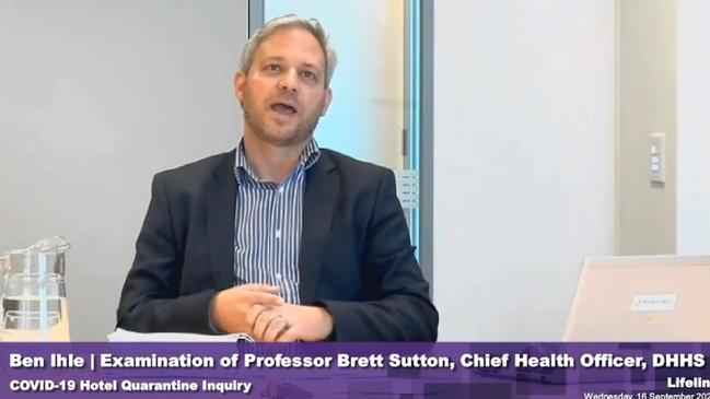 Professor Brett Sutton appearing at the Hotel Quarantine Inquiry.