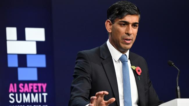 British Prime Minister Rishi Sunak at the AI Safety Summit. Picture: Justin Talli