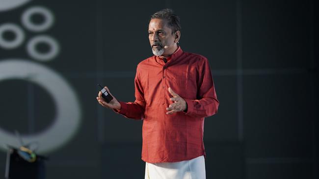 Zoho co-founder and chief executive Sridhar Vembu speaking at the Zoholics conference in Austin, Texas.