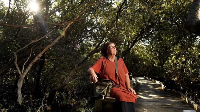 Independent Scientist Peri Coleman of Delta Environmental Consulting at the Mangrove Boardwalk, St Kilda, on the April 5, 2021. Picture: Tricia Watkinson