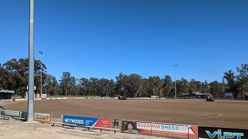 Resurfacing works are well underway at Princess Park, Shepparton. Picture: Supplied