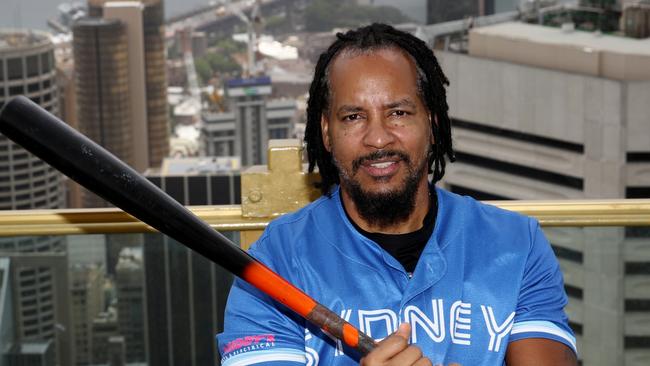 SYDNEY, AUSTRALIA - DECEMBER 02: Manny Ramirez of the Sydney Blue Sox poses on the Sydney Tower Eye SKYWALK  on December 02, 2020 in Sydney, Australia. (Photo by Don Arnold/WireImage)