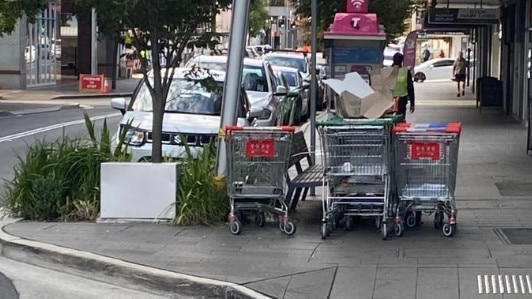 Abandoned trolleys at Phillip St, Parramatta.