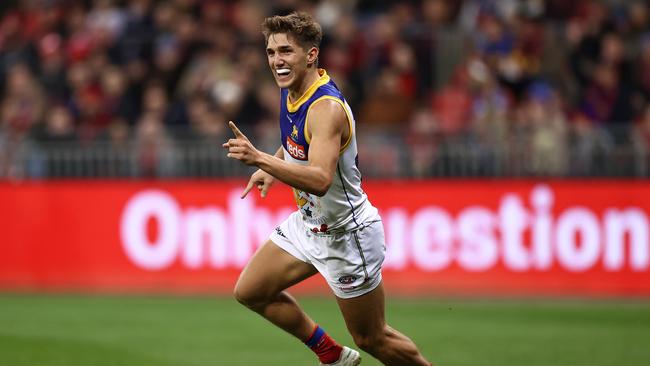 Zac Bailey kicked three goals including a bit of soccer magic. Picture: Cameron Spencer/AFL Photos/via Getty Images