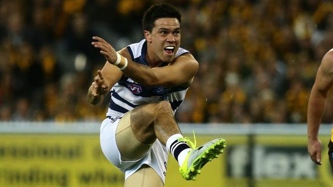 Melbourne , Australia - September 20th, Preliminary Final, Geelong v Hawthorn at the MCG. Pic George Salpigtidis. Geelong's Allen Christensen goal in the first quarter.