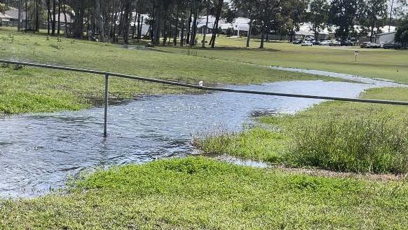 A river appears in an Ipswich neighbourhood on Wednesday, August 22, 2024. Picture: Paul Tully