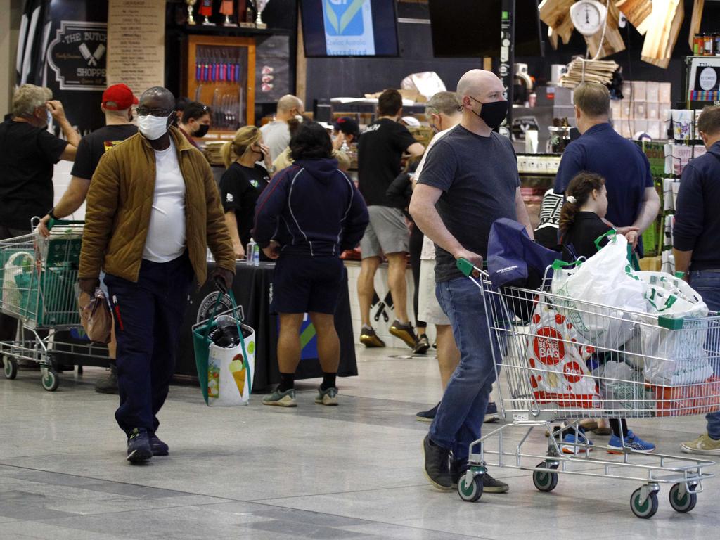 Scenes of panic buying broke out across southeast Queensland after the announcement of a snap lockdown. Picture: NCA NewsWire/Tertius Pickard