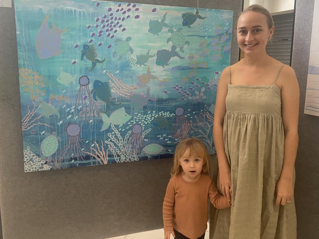 Haley Bogel and Iluka Bogel, (2), Strathdickie were at the Beach Plaza Art Exhibition in Airlie Beach on Friday morning August 4.