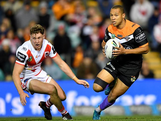 Moses Mbye has added speed and sharpness to Wests Tigers attack. Picture: AAP