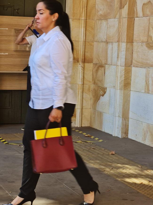 Fabiola Alvarez leaving the Adelaide Magistrates Court. Picture: Lucy Rutherford