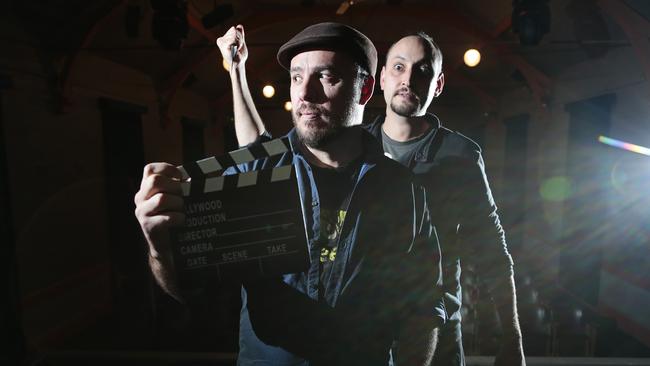 John Michael Burdon and his brother Trever Burdon campaigning for a haunted horror movie to be shot inCampbelltown’s Town Hall Theatre. Photographer: Adam Yip