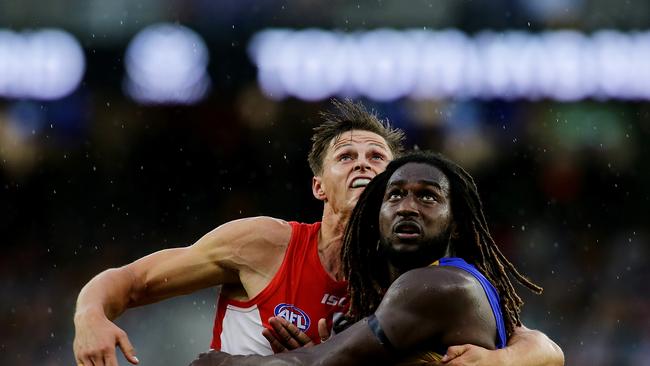 Callum Sinclair and Nic Naitanui do battle in the season opener. Pic: Getty Images