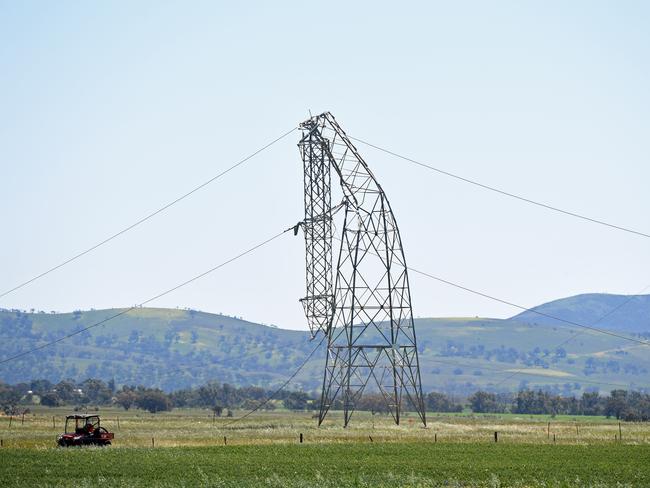 One of the damaged transmission towers near Melrose.