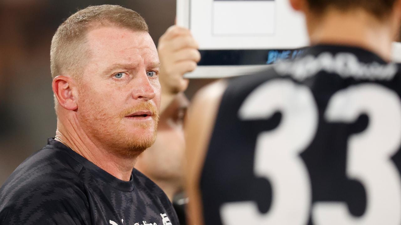 Carlton coach Michael Voss was pleased with his side’s hit-out. Picture: Michael Willson/AFL Photos via Getty Images