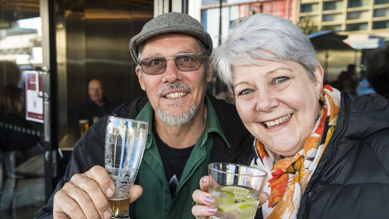 Arthur and Elizabeth Gillam enjoy a drink at 4 Brothers Brewing new Margaret St premises The Brewhouse, Saturday, July 10, 2021. Picture: Kevin Farmer