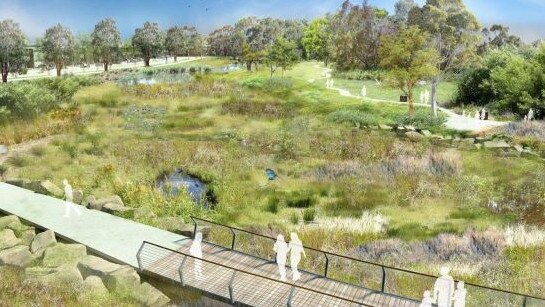 An artist’s impression of the Kington Links development’s wetlands.