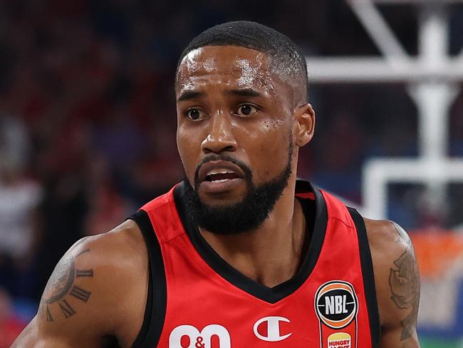 PERTH, AUSTRALIA - FEBRUARY 07: Bryce Cotton of the Wildcats brings the ball up the court during the round 20 NBL match between Perth Wildcats and Adelaide 36ers at RAC Arena, on February 07, 2025, in Perth, Australia. (Photo by Paul Kane/Getty Images)