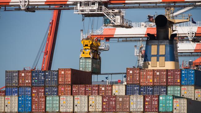 Containers being sorted at the Port of Melbourne. Picture: NCA NewsWire/Paul Jeffers