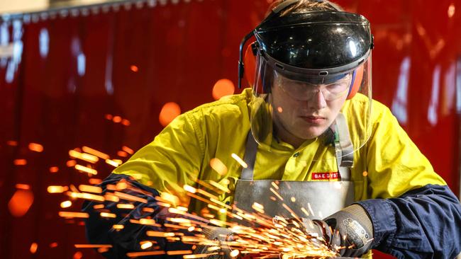 Findon Technical College Year 12 student Cooper Bills is appreciating the chance to develop hands-on skills that will stand him in good stead for his future career. PIcture: Russell Millard