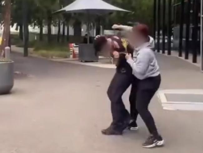 Footage of students brawling at shopping centres appear on the pages. Picture: Instagram.